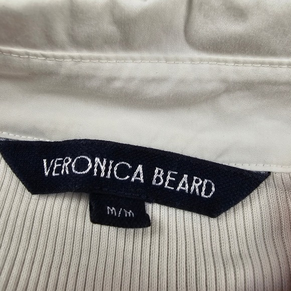 Veronica Beard Ribbed Polo Shirt Medium White Pima Cotton Luxury Minimalist Top - Picture 3 of 5